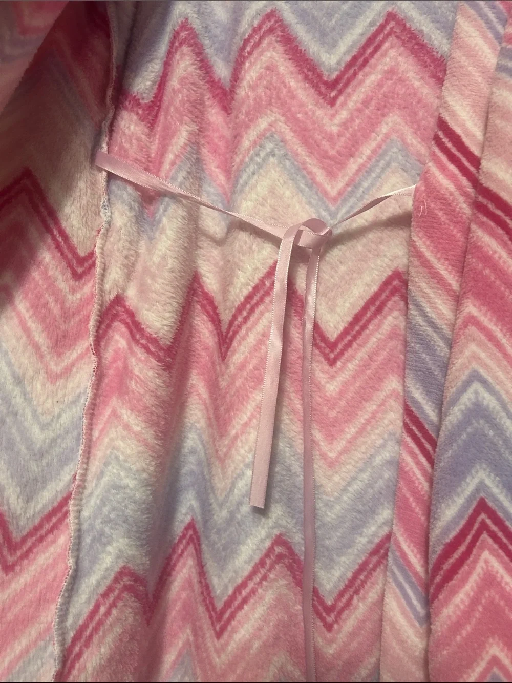 Pink and Purple Chevron Plush Robe with Blue Accents